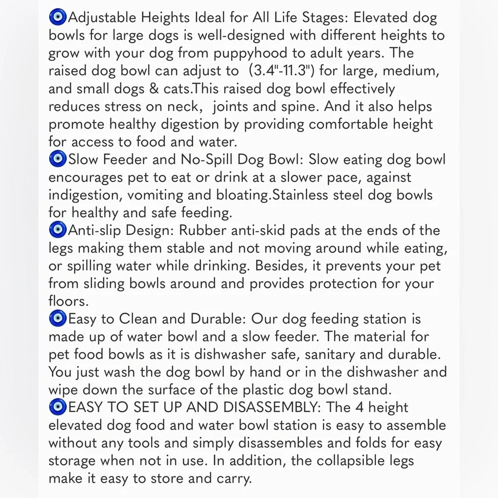 Elevated Dog Bowls, Adjustable Raised Dog Bowls with No Spill Dog Water Bowl